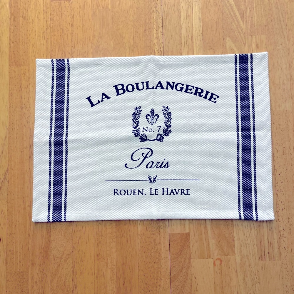 Place mat 1 FARM HOUSE burlap fabric  navy / tan 🌷Like New 🌷